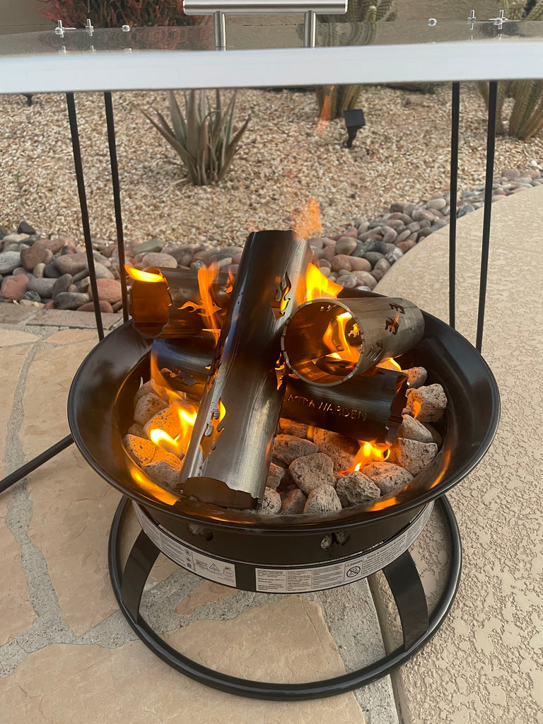 “NEW” Heat Warden® Premium American Steel 4 Small Log Set. For Small/Medium Fire Pits and Fire Bowls.