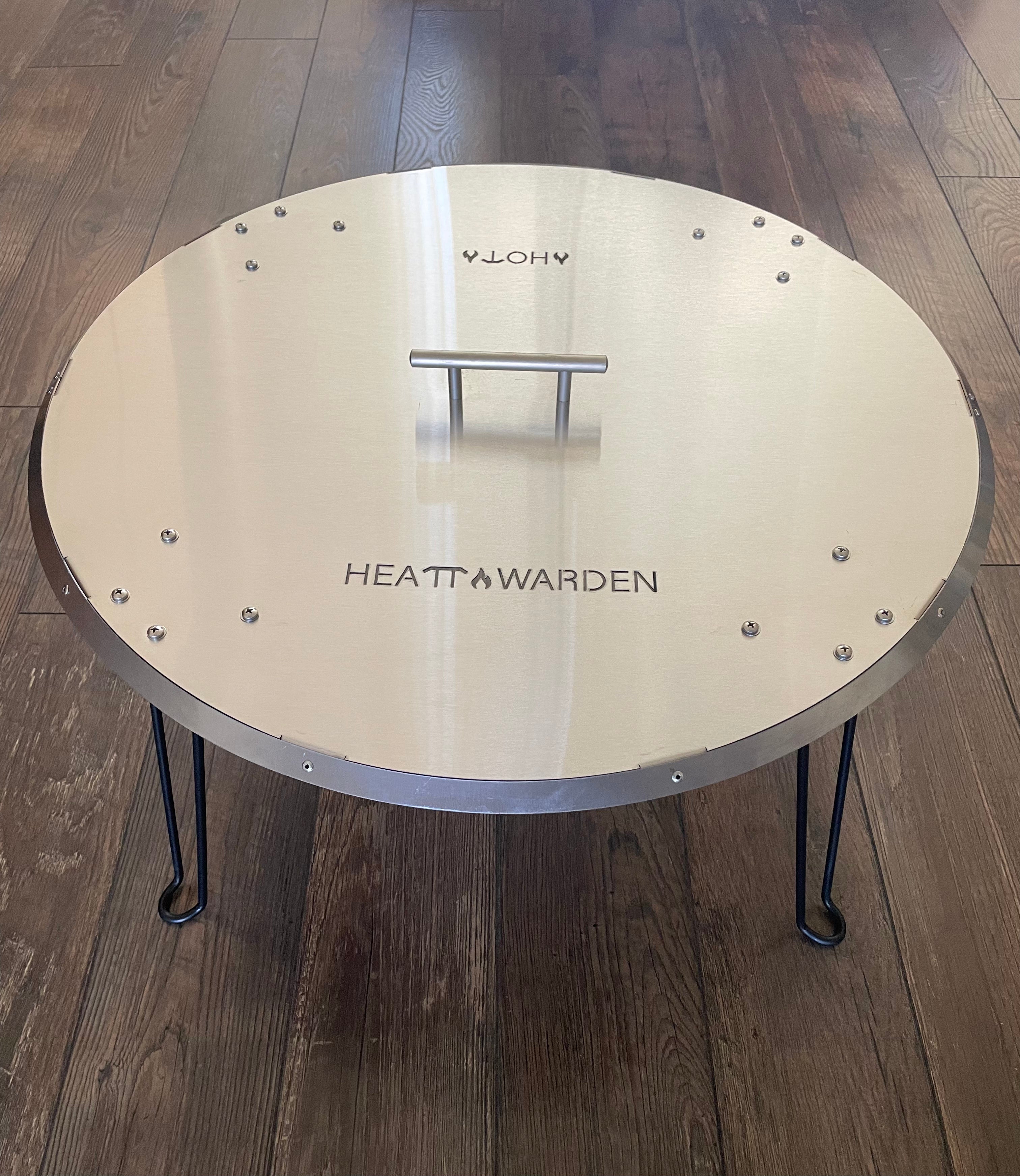 NOW AVAILABLE! NEW! Heat Warden®️ USA Quality 26" ROUND Heat Deflector with 12" Foldable Legs. (See menu above for Specs.)