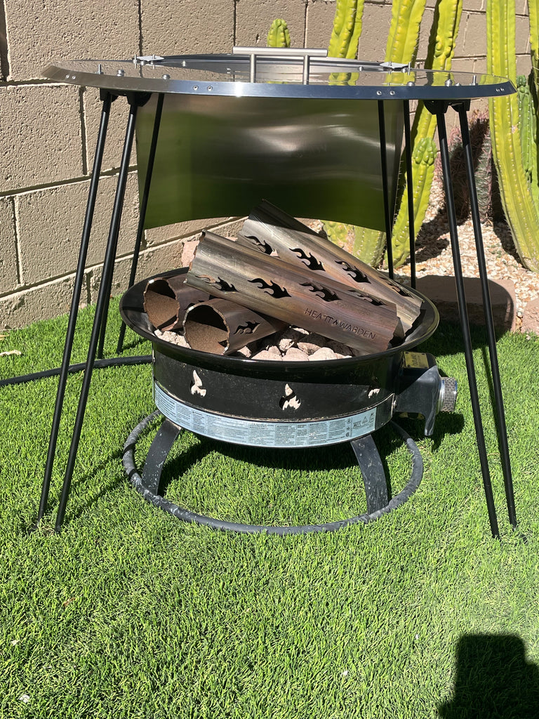 Heat Warden® ROUND Campers Edition Bundle Savings! <br> PREMIUM Camping Heat Deflector (24" Legs) + 1 Side Shield.